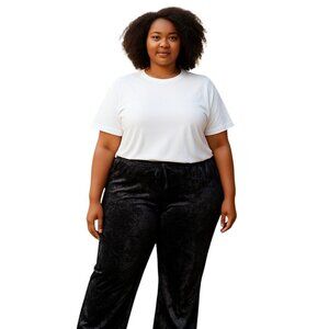 𝅺secret Treasures Black Velour High Rise Wide Leg Lounge Pants Plus Size 3X